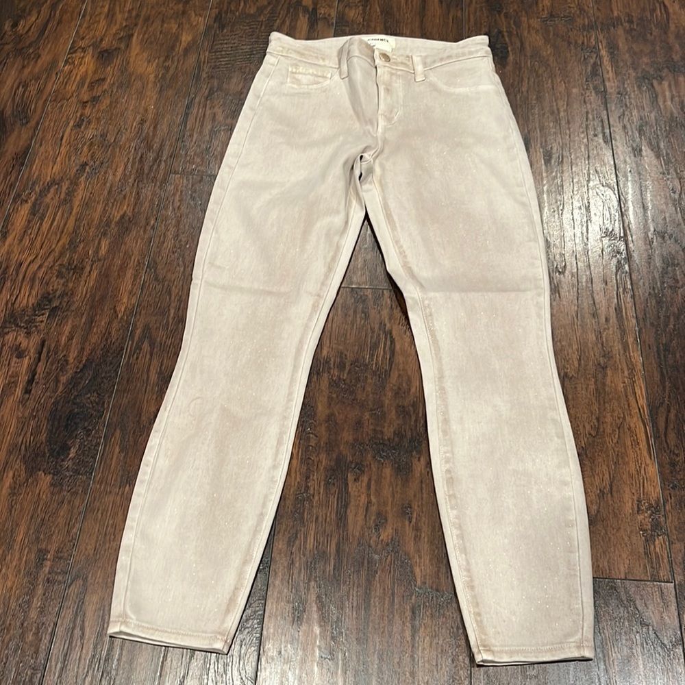 L’AGANCE | Margot Skinny Jeans tan color with glitter high rise size 26